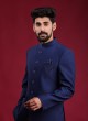 Royal Blue Emboss Jodhpuri Suit